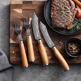 thumbnail of Zayiko Minami Damast 2er Steakbesteck-Set 12 cm Klingen Olivenholzgriffe Holzbox