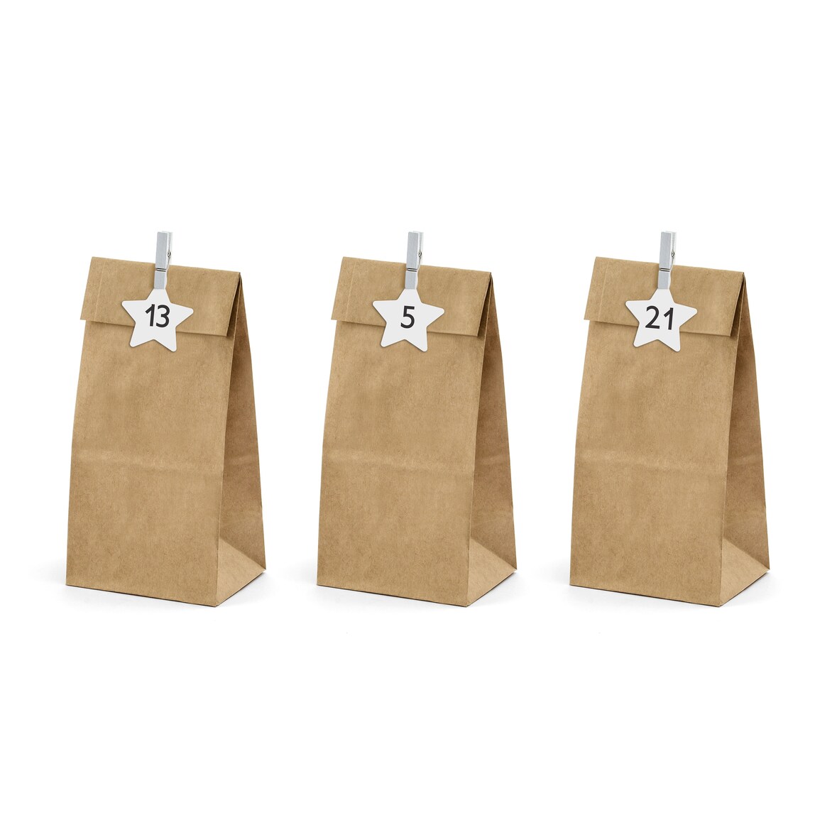 Adventskalender Tüten zum Befüllen 8x6,5x21cm Papier Set Weihnachtskalender Adventkalender Papiertüten DIY Bastelset Selbstbefüllen