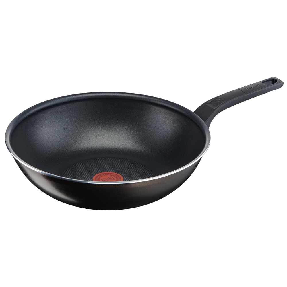 Wok 28 cm Easy cook & clean -  Noir Rond Aluminium Antiadhésif Tefal 44x cm