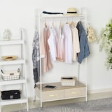 thumbnail of HOMCOM Suporte para Cabides de Metálico Cabideiro com Rodas Prateleira e 2 Gavetas para Organizar Roupas Bolsos 99x47x185cm Branco