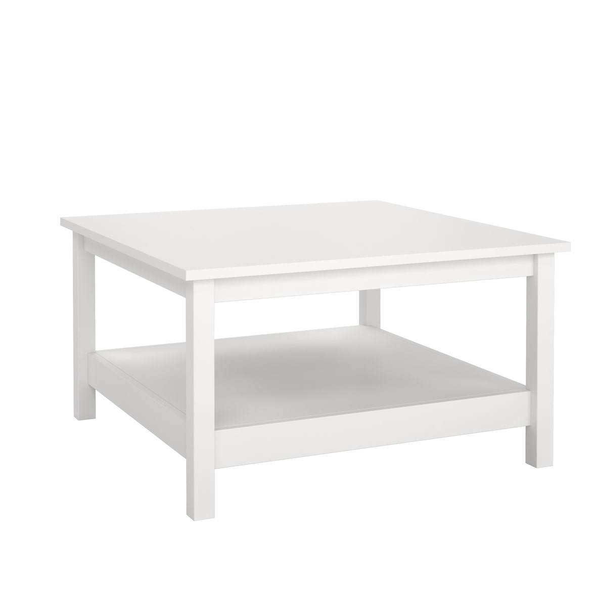 WellHome - Couchtisch mit 2 Fächern in der Farbe Weiß 81 x 81 x 45 cm - Guadalquivir