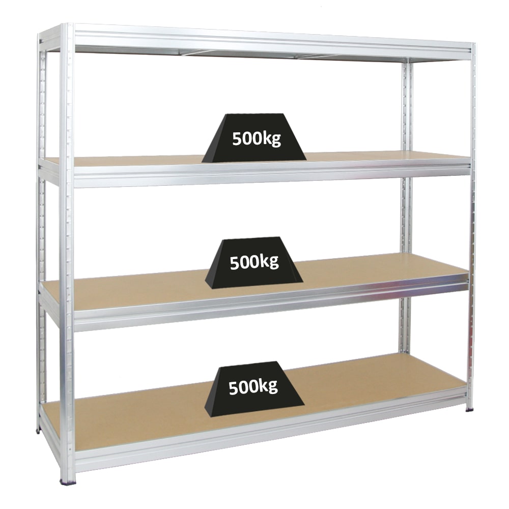 PROREGAL Schwerlastregal Dino | HxBxT 180x200x60 cm | Fachlast 500kg | Verzinkt | Steckregal Lagersystem Stecksystem Regalsystem