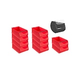 thumbnail of PROREGAL 10x Rote Sichtlagerbox 5.1 mit Griffstange & Abdeckung | HxBxT 20x30x50cm | 21,8 Liter | Sichtlagerbehälter, Sichtlagerkasten