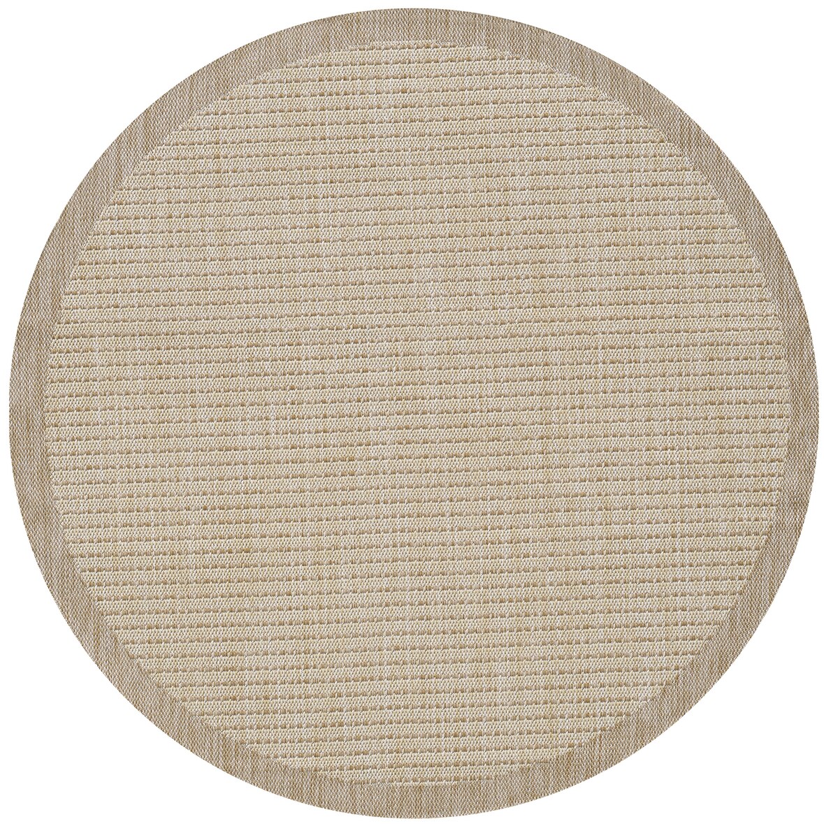 Carpetsale24 In- & Outdoor Teppich Wetterfest 200 cm Rund Einfarbig Beige - Wasserfest,Flachgewebe, für Balkon, Garten, Terrasse, Küchenteppich