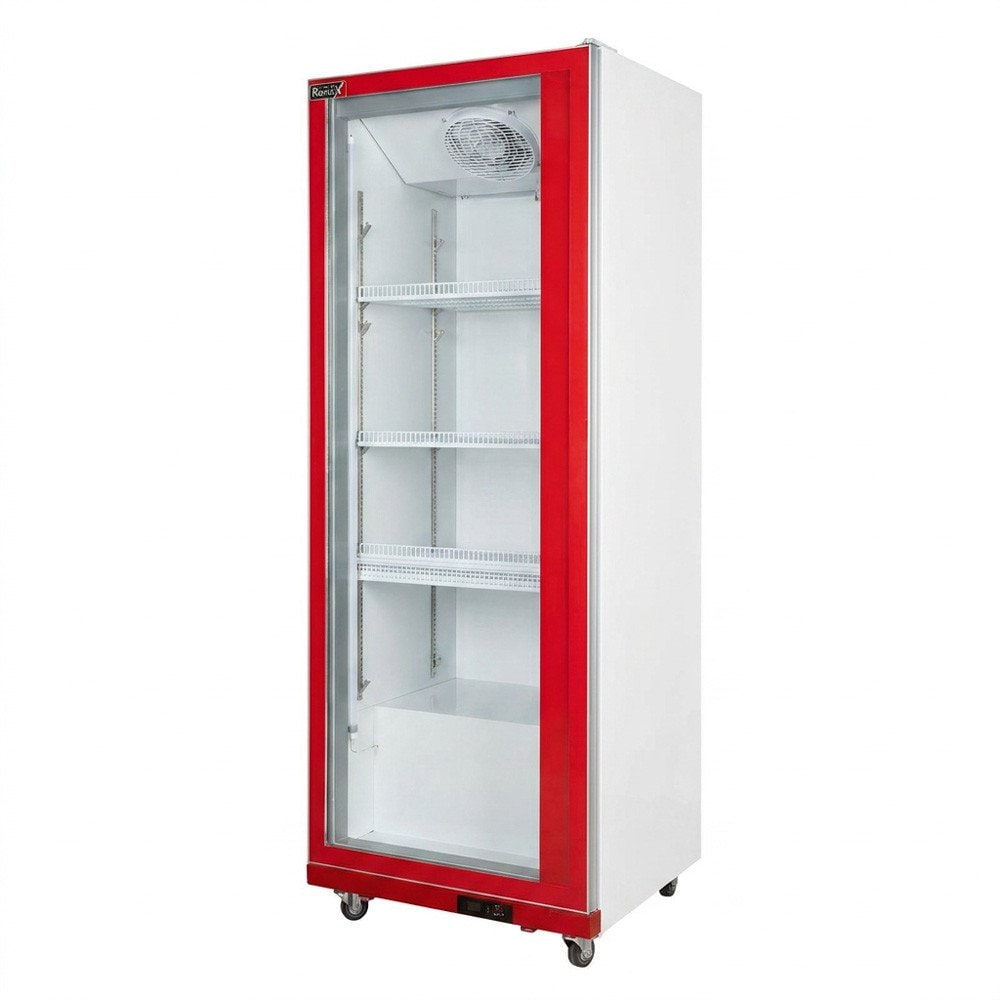 Romux® Frigo Verticale per Bibite MD 600 Litri 1 Porta Rosso con illuminazione a LED Ventilato | Armadio Frigoriferi Professional