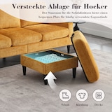 thumbnail of 4-Sitzer Sofa aus Chenille mit Hocker und Stauraum – Elegantes Design in Gelb, Getränkehalter und Seitentaschen, Komfort bis 300 kg