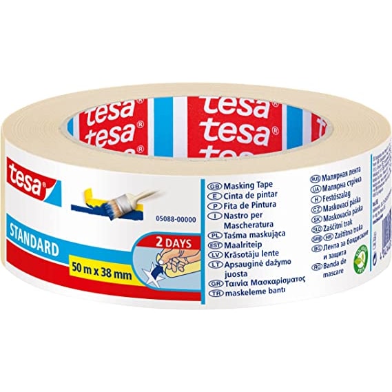 Cinta adhesiva de enmascarar professional TESA sensitive para pintor rollo 25mx25mm rosa