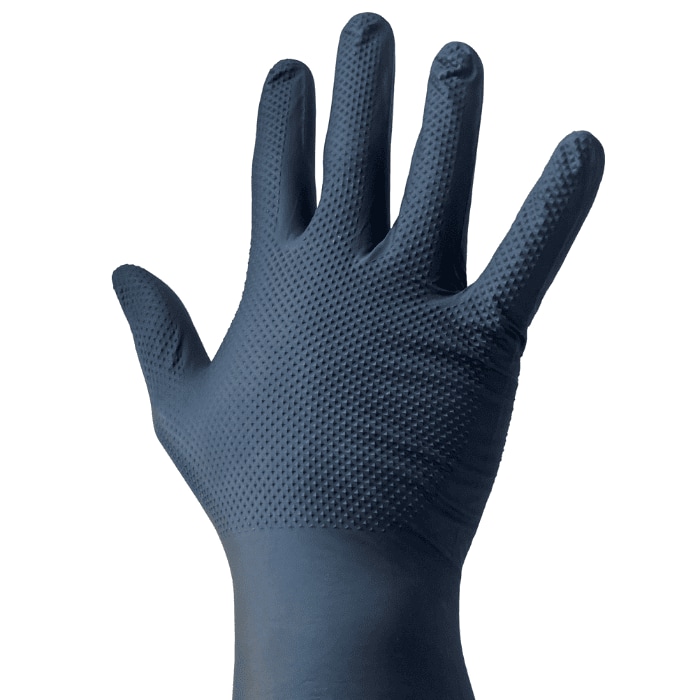 FHC - 100Pcs - Gant nitrile Ambidextre noir 3.7g contre les produits chimiques dangereux  et les micro-organismes A 240x95mm