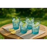 thumbnail of 4 Kunststof Drinkglazen - 390ml - Blauw Transparant - BPA Vrij - 9x9x11cm