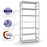 thumbnail of PROREGAL Fachbodenregal Stecksystem | Grundregal | HxBxT 300x130x60cm | 7 Ebenen | Fachlast 190 kg | Beidseitig nutzbar | Lichtgrau