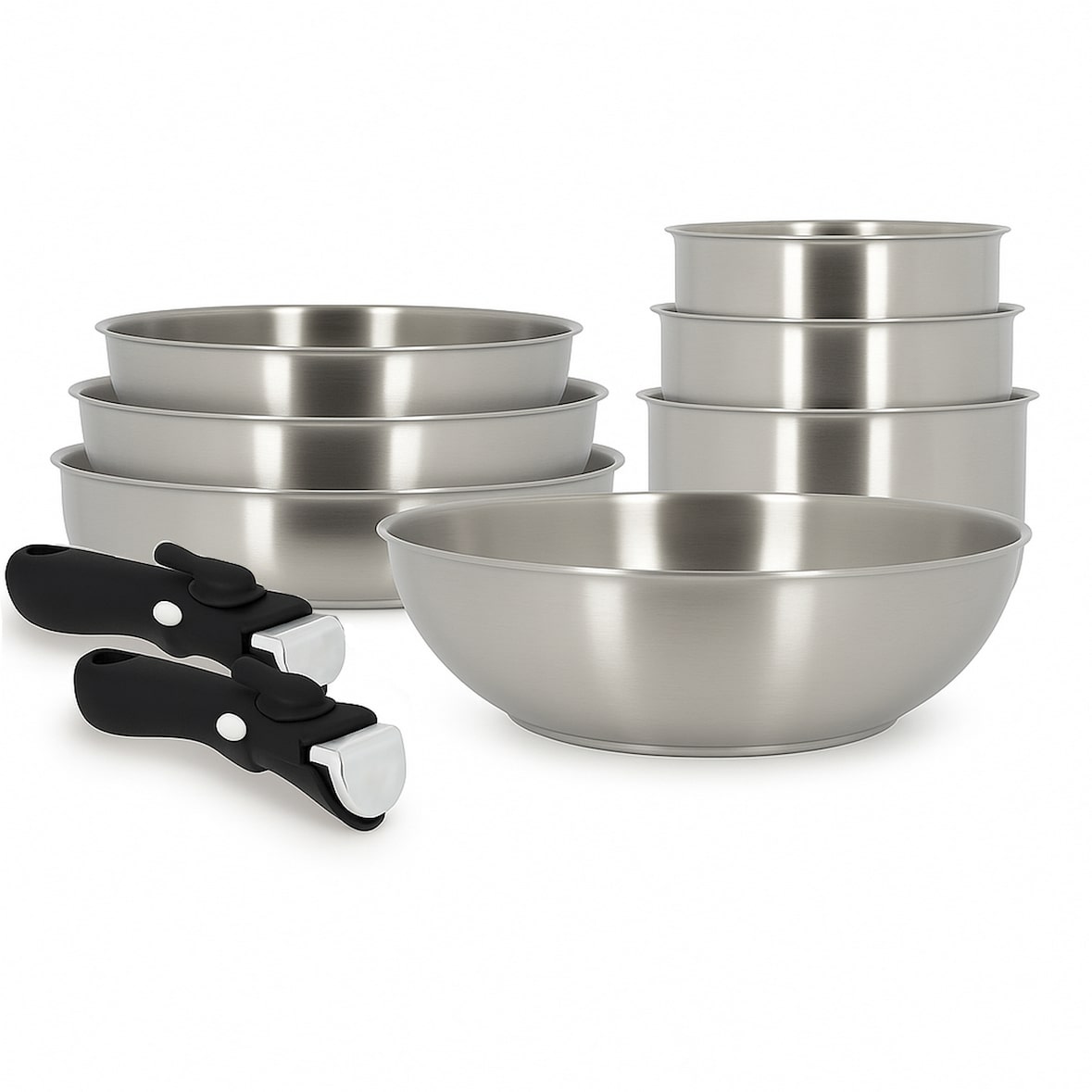 Menastyl - Set 9 pièces iris poele casserole wok poignee en acier inoxydable inducti