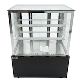 thumbnail of Romux® Vitrina Pastelera Expositora Refrigerada Cuadrada de Suelo 2 Estantes Negra 300 Litros Ventilada | Vitrina de Suelo Cristal Recto