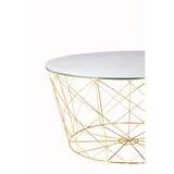 thumbnail of SalesFever Couchtisch mit Metallkorb Ø 80 cm | Glasplatte foliert in Marmor-Optik | Gestell Metall | B 80 x T 80 x H 45 cm | weiß-gold