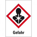 thumbnail of Dreifke® Aufkleber I Gefahrensymbol Gesundheitsgefahr GHS 08, Gefahr, Folie, 74x105mm, GHS-Verordnung