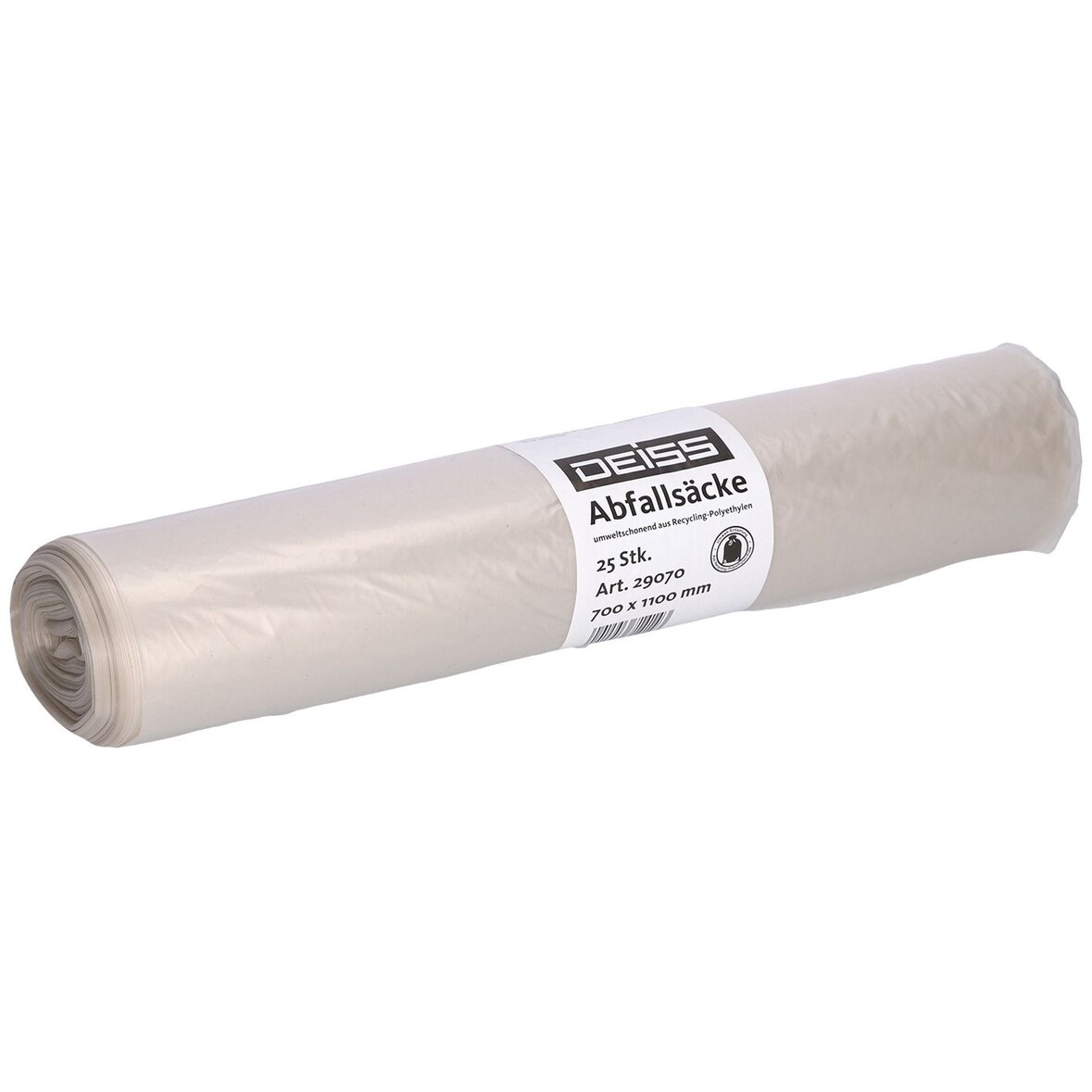 DEISS 29070 Müllsack Recycling - 120 Liter, transparent, 25 Stück