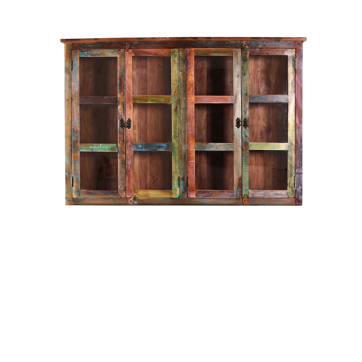 SIT Möbel Kastuitbreiding | 4 deuren met glasinzet | sloophout gekleurd | B 160 x D 40 x H 110 cm | 09145-98 | Serie RIVERBOAT