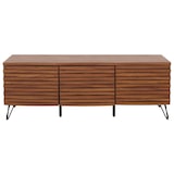 thumbnail of Porta TV HWC-M49, mobile televisione, moderno design 3D, legno massiccio di mango, metallo 52x142x44cm ~ color noce