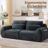 thumbnail of Merax 2-Sitzer Sofa mit USB-Ladeanschluss & Seitentasche, hochfedernder Schaumstoff, Samt, Grau