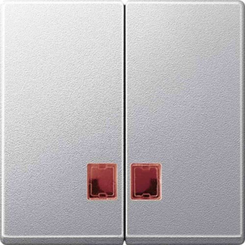 System M Wippe Serien, Schalter/Taster, aluminium, matt, ohne ISO Aufdruck, Kontrollfenster/Lichtauslass