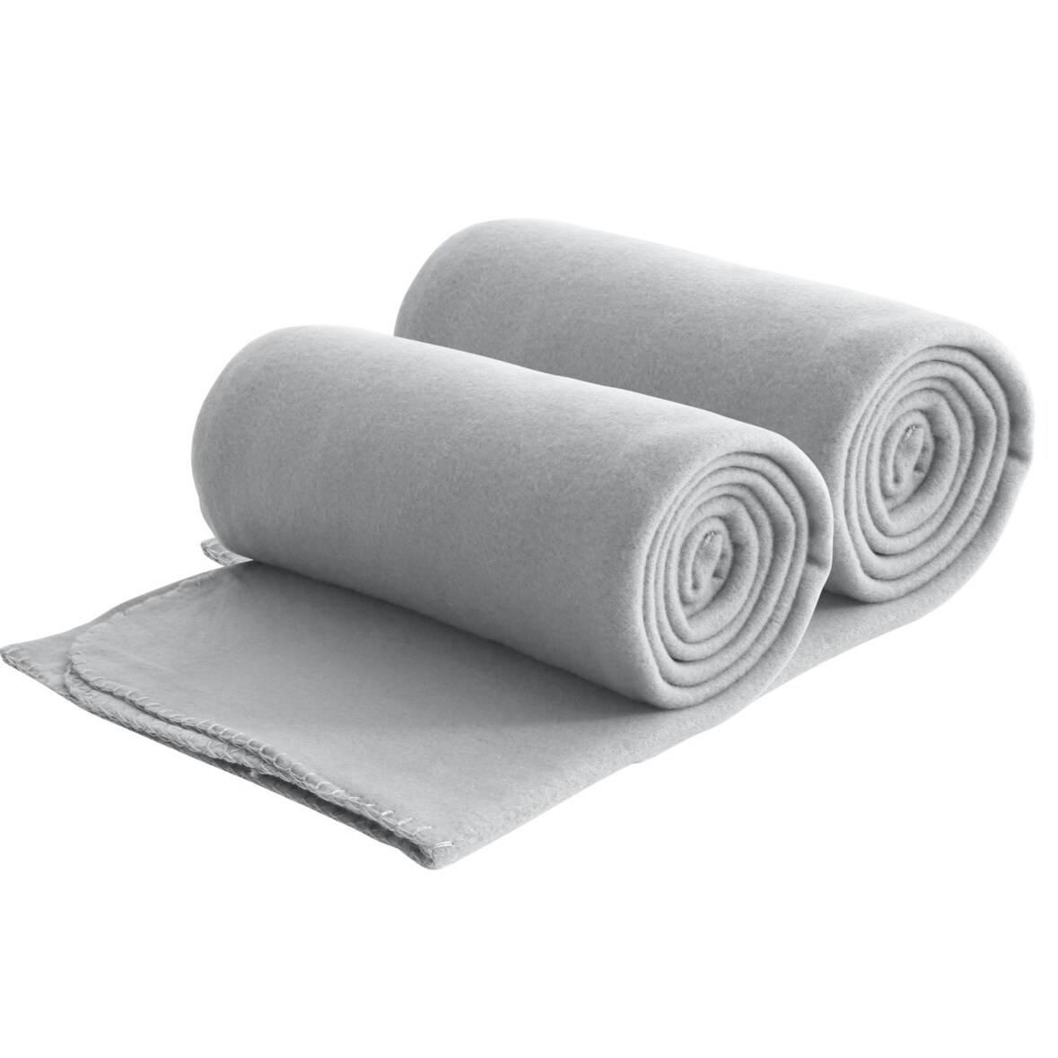 2er Set Eco Fleecedecken aus 100% recyceltem Material + OEKO-TEX geprüft 130x160 ca. 400 g - hellgrau mit Anti-Pilling und Kettelrand