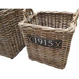 thumbnail of Feuerholzkorb Holzkorb Kaminholzkorb 2-tlg. Rattan Rollen Wohnzimmer Kamin Set