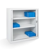 thumbnail of Armário metálico Rocada com persiana 120x198x45cm (comprimento x altura x profundidade) ral 9003 inclui 4 prateleiras cor branca.