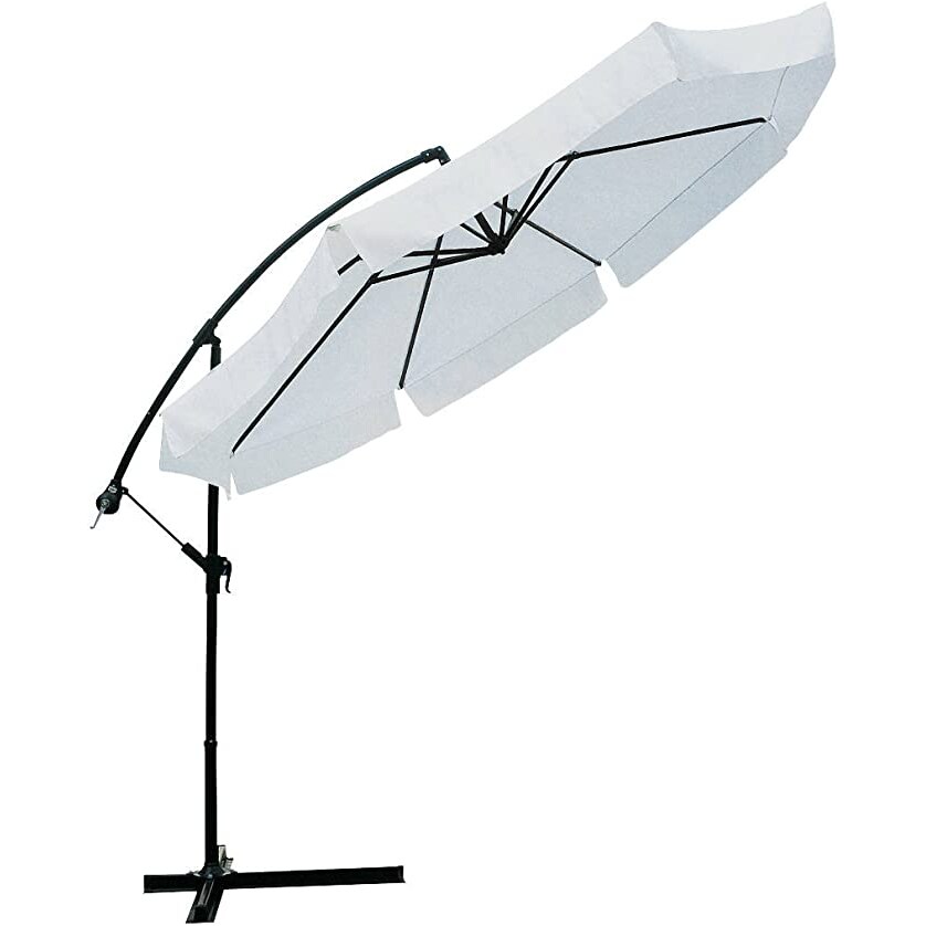 Garden Friend Ombrellone tondo Braccio laterale copertura in poliestere Struttura in acciaio Con Manovella 3 m x 3h m bianco