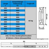 thumbnail of Schubladenschienen 10 STÜCK VOLLAUSZUG Rollenauszug Teleskopschiene Schubladenauszug H 45 L 800 mm