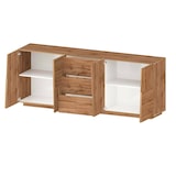 thumbnail of Dmora Credenza Ddamsgaar, Buffet da soggiorno, Madia da salotto con 4 ante e 3 cassetti, 220x44h86 cm, Rovere