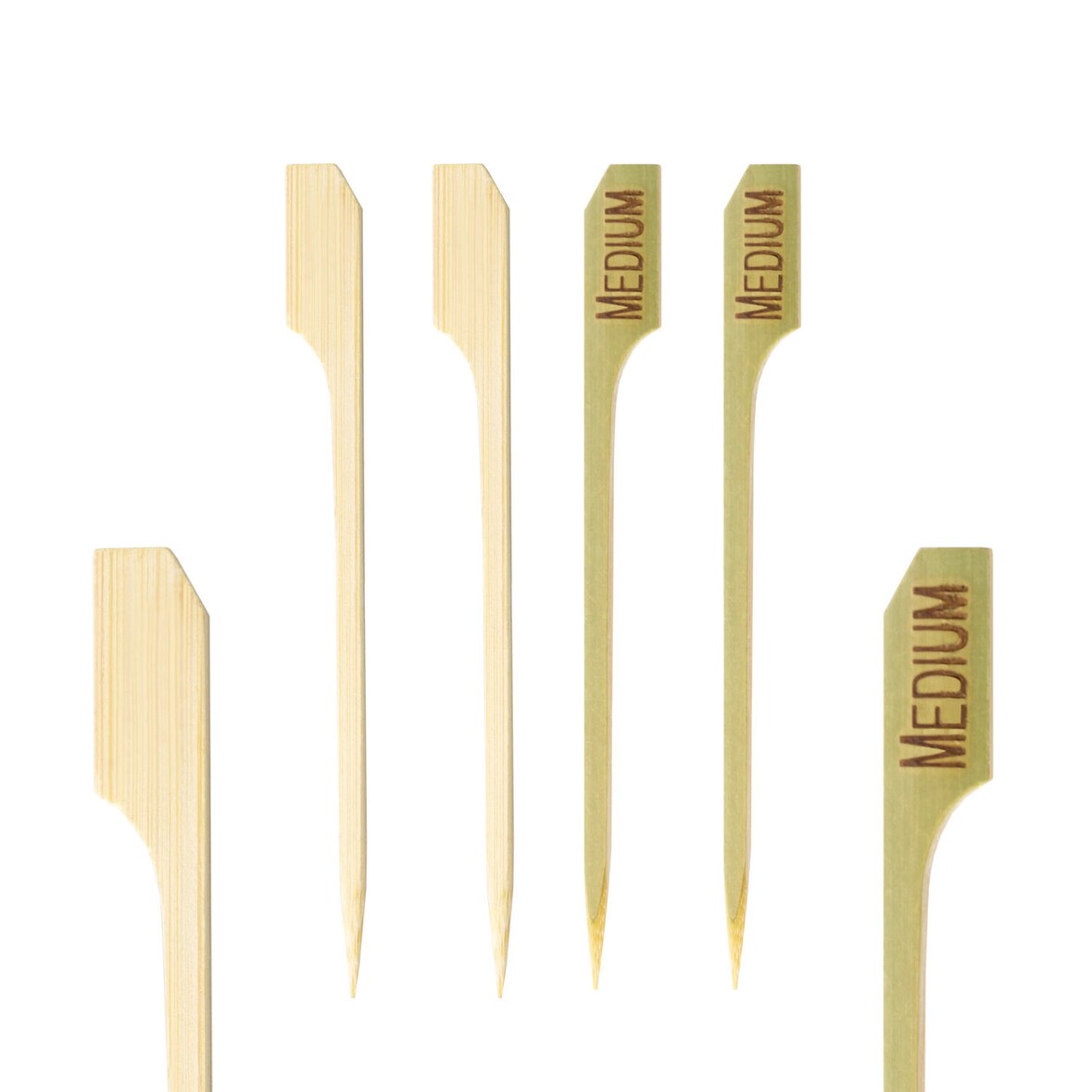 250x Steak Marker "MEDIUM" aus Bambus 9cm