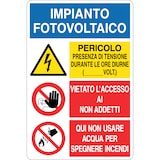 thumbnail of cartello alluminio 200x300 mm impianto fotovoltaico divieti/pericoli