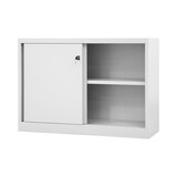 thumbnail of BISLEY ECO Schiebetürenschrank aus Metall abschließbar 2 OH in lichtgrau Aktenschrank Werkzeugschrank Schrank mit Schiebetüren
