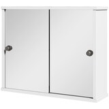 thumbnail of kleankin Armário Casa de Banho com Espelho Prateleira Ajustável e Porta de Correr Dupla com Espelho 55x15x45 cm Branco Brilhante