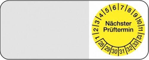 Dreifke® Kabelprüfplakette nächster Prüftermin ab 28 gelb/sch - 50x20 mm Folie selbstklebend, 5 St