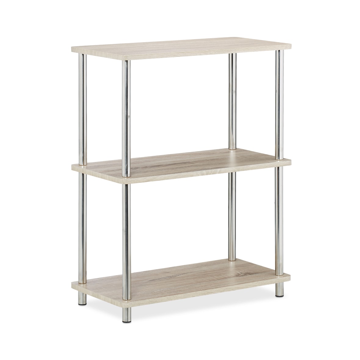 Relaxdays 3 Ebenen Regal, niedriges Küchenregal, multifunktional, offen, MDF/Metall, Standregal HBT: 76x60x30 cm, natur