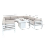 thumbnail of Aluminium 9-teiliges Modulares Gartenmöbelset mit Feuerstelle - Weiß