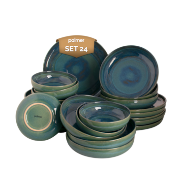 Palmer Serviesset Miami Stoneware 6-persoons 24-delig Groen