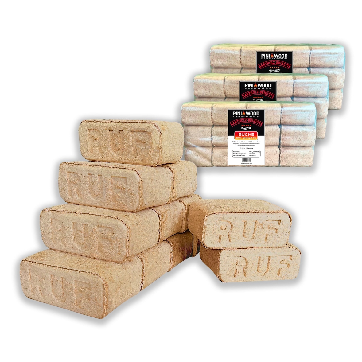 30 kg Houten briketten 100% beuken PINI hardhouten briketten RUF open haard oven grill haard brandhout