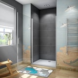 thumbnail of AICA Mampara de ducha frontal abatible perfil gris mate vidrio 5mm (686-716)x1850mm
