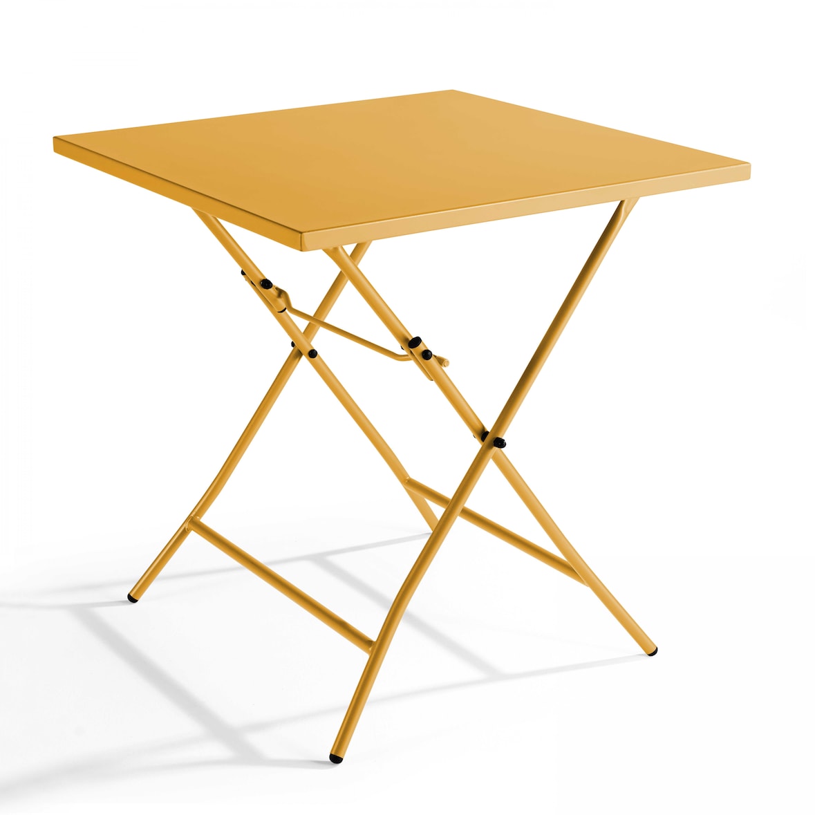 Table de terrasse pliante carrée en acier jaune - Oviala