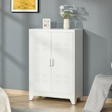 thumbnail of HOMCOM armario de almacenamiento aparador de metal con doble puerta y 2 estantes ajustables para oficina salón dormitorio 75x33x110 cm blanco