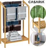 thumbnail of CASARIA® Handtuchhalter Bambus Holz mit Ablage 3 Edelstahl Stangen
