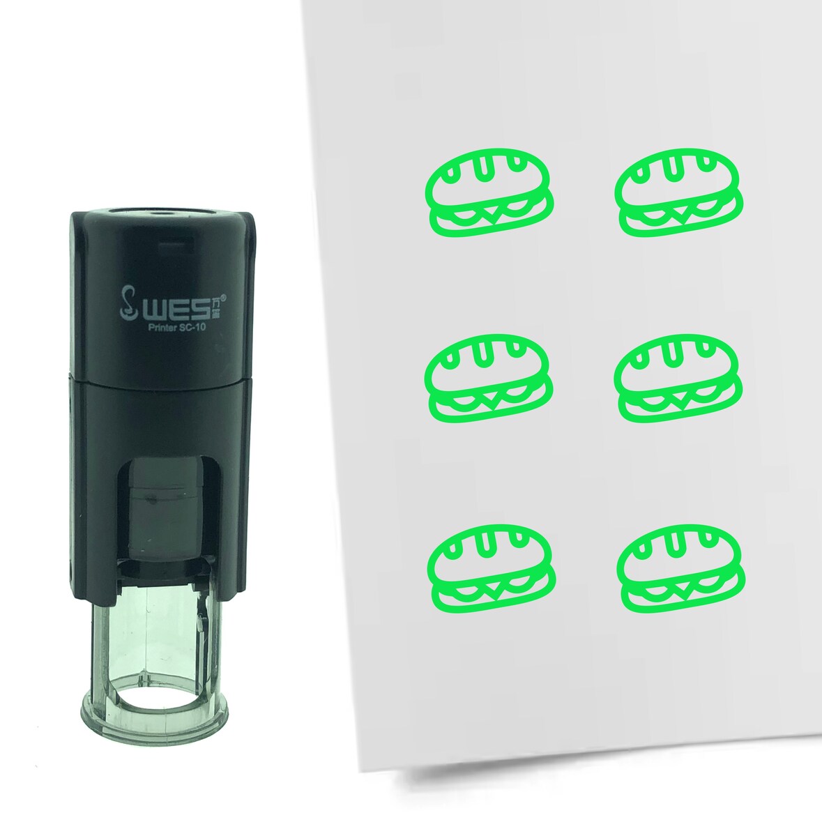 CombiCraft Selbstfärbender Stempel 'Brötchen' in der Farbe Grün, Ø10mm