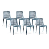 thumbnail of Set van 6 stapelbare stoelen van polypropyleen met glasvezel, voor tuin of binnengebruik, waterafstotend en duurzaam, modern design – YARA/Petrolblauw