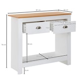 thumbnail of Konsolentisch Eiche-Weiß, 2 Schubladen, Offenes Fach, Melaminharzbeschichtung. 85x35x76 cm | Kadima Design