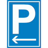 thumbnail of P Parkplatz Schild mit Pfeil nach links A0 Rückseite selbstklebend