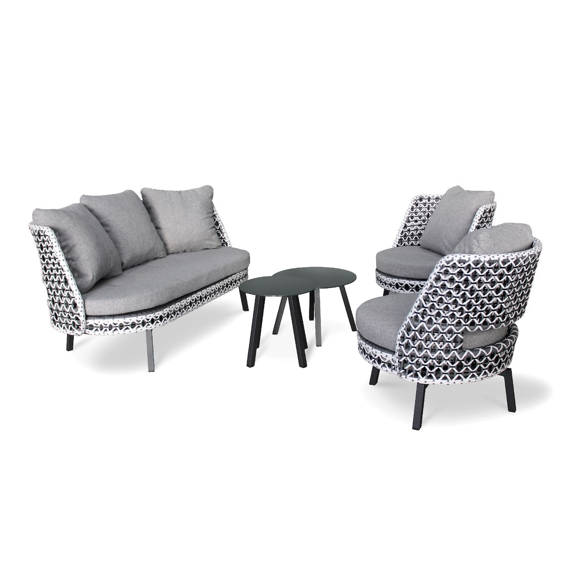 Set di mobili da giardino a 4 posti in alluminio grigio antracite - AGADIR