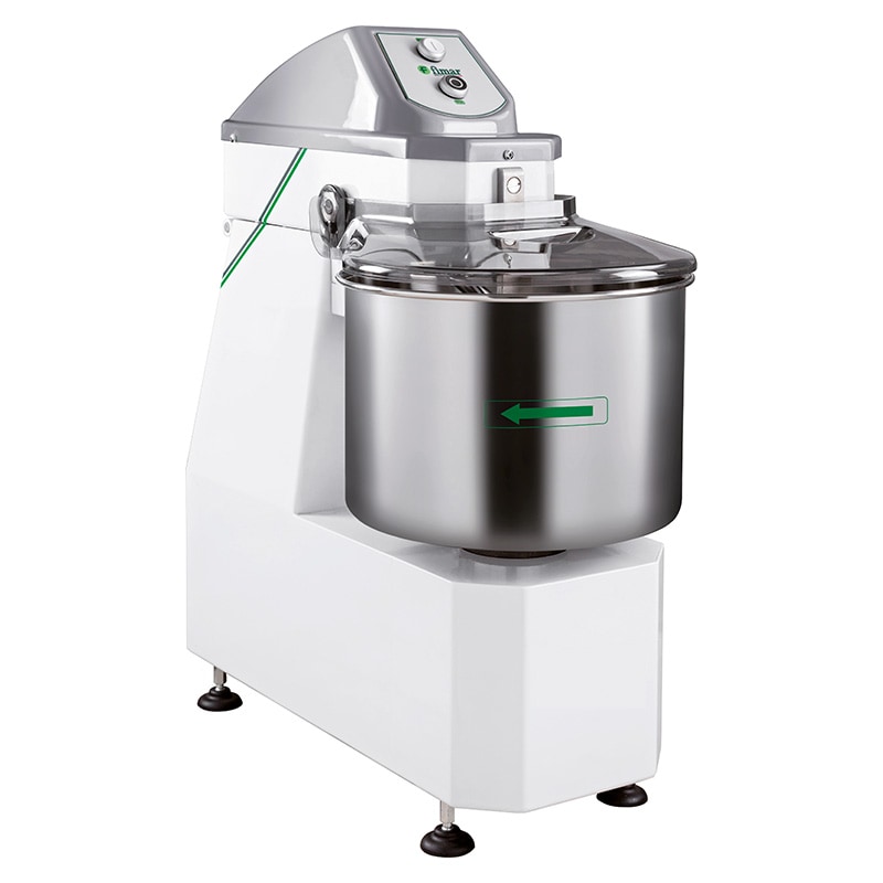 Impastatrice a spirale da 18 Kg con testa fissa, vasca da lt.22, 2 Velocità, V.400/3, kW 0,75/0,55, dim.mm.653x380x750h, Mod.18SB/T/2VEL