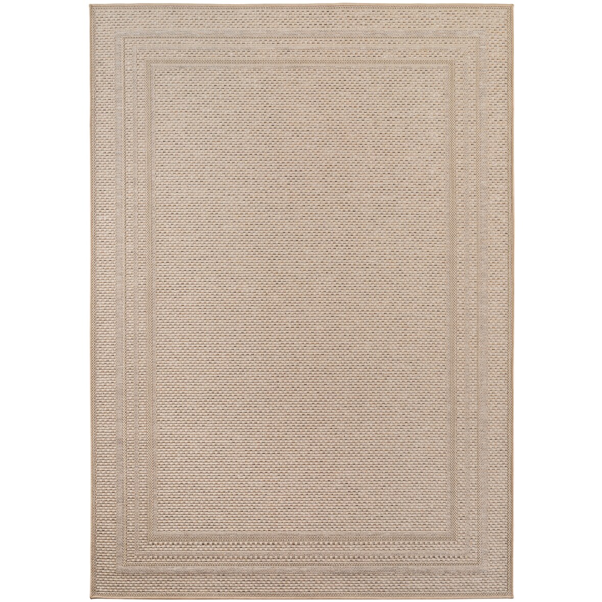 Carpetsale24 Outdoor Teppich Beige 200x290 cm, Wetterfest, ideal für Küche, Balkon, Terrasse, Garten auch Wohnzimmer, Einfarbiges Design mit Bordüre