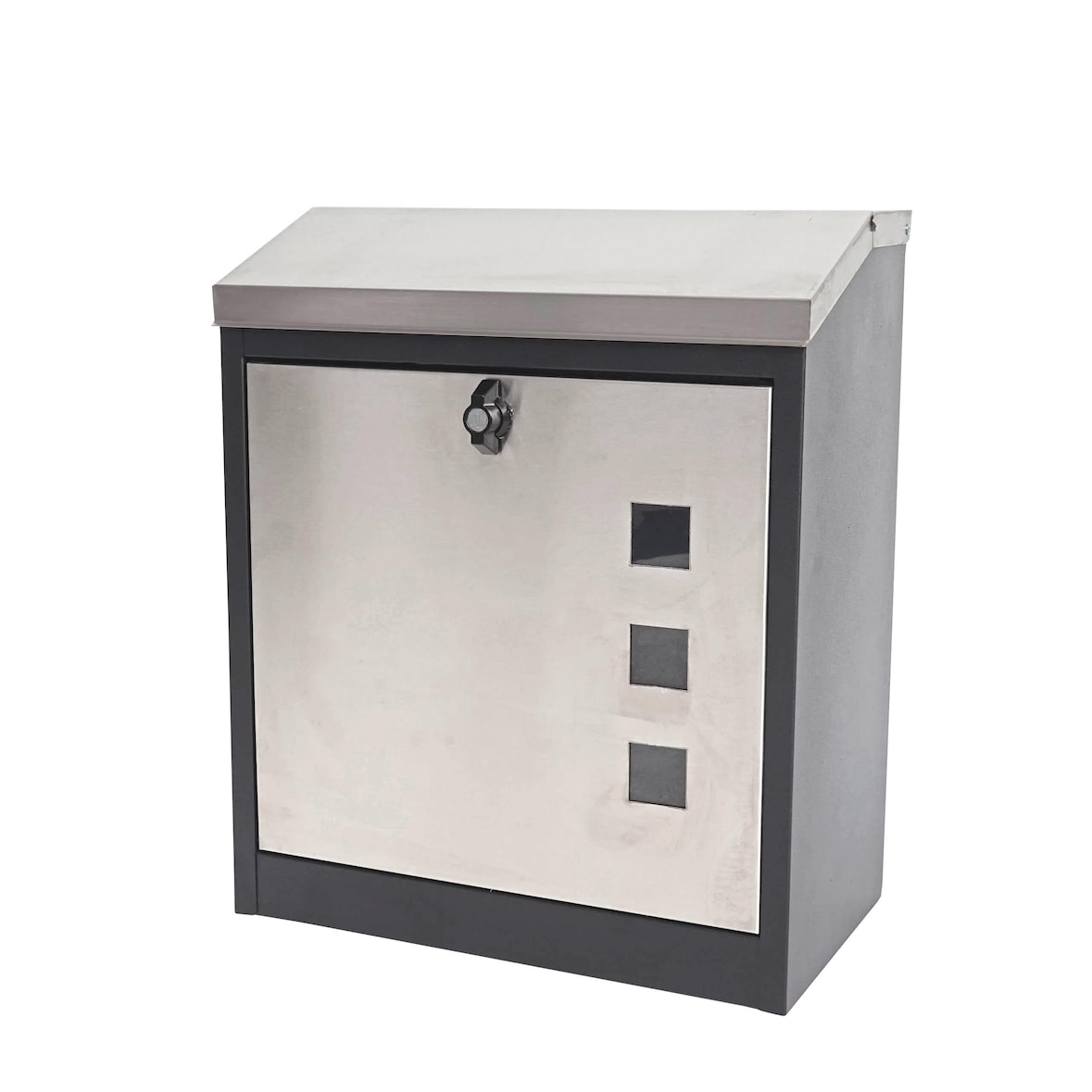 Décoshop26 - Boîte aux lettres XXL verrouillable enduit de poudre 52x44x25cm acier inoxydable noir 04_0001341